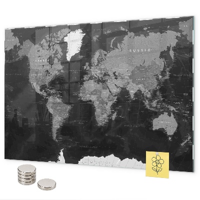 Tablica magnetyczna Czarna mapa świata