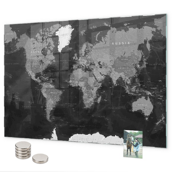 Tablica magnetyczna Czarna mapa świata