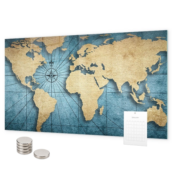 Tablica magnetyczna na magnesy Mapa świata 3D
