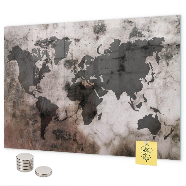 Tablica magnetyczna na magnesy Betonowa mapa świata