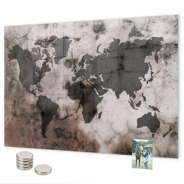 Tablica magnetyczna na magnesy Betonowa mapa świata