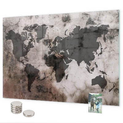 Tablica magnetyczna na magnesy Betonowa mapa świata