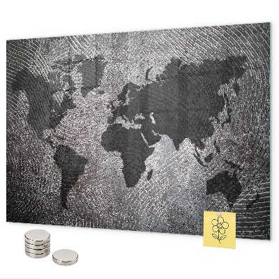 Tablica magnetyczna na magnesy Betonowa mapa świata
