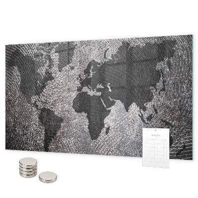 Tablica magnetyczna na magnesy Betonowa mapa świata