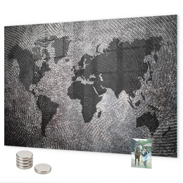 Tablica magnetyczna na magnesy Betonowa mapa świata