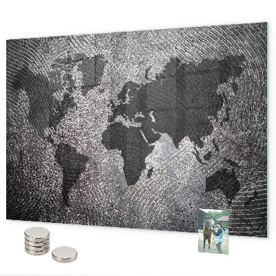 Tablica magnetyczna na magnesy Betonowa mapa świata