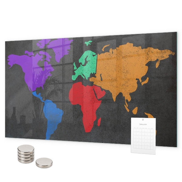 Tablica magnetyczna na magnesy Mapa świata