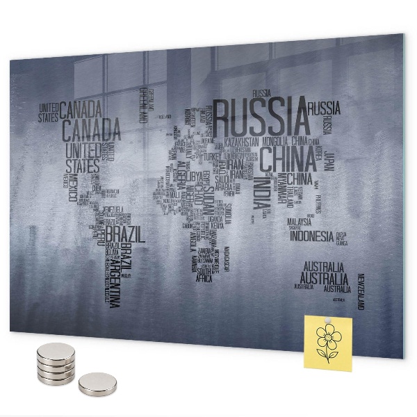 Tablica magnetyczna Mapa świata z napisami