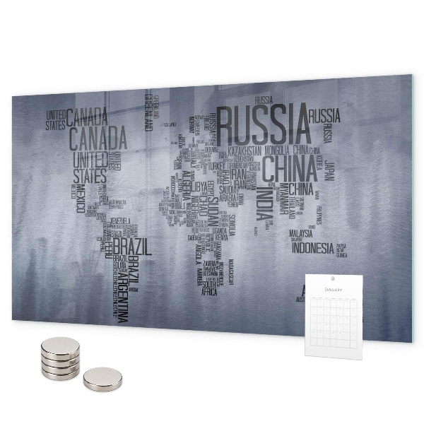 Tablica magnetyczna Mapa świata z napisami