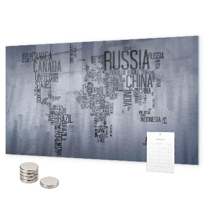 Tablica magnetyczna Mapa świata z napisami