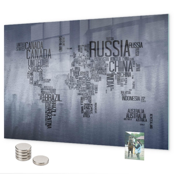 Tablica magnetyczna Mapa świata z napisami