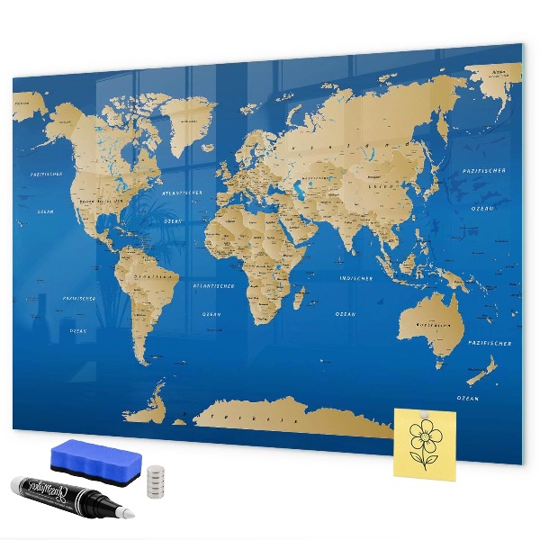 Tablica do rysowania magnetyczna Mapa świata z miejscami do zaznaczenia