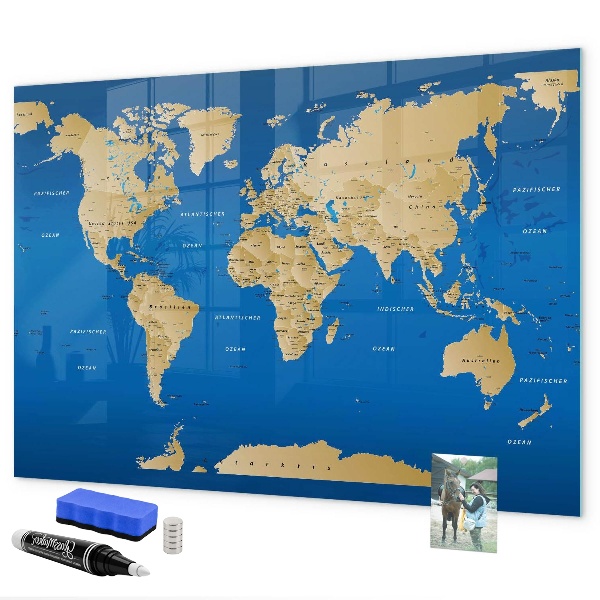 Tablica do rysowania magnetyczna Mapa świata z miejscami do zaznaczenia