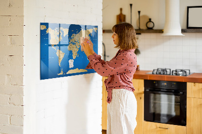 Tablica do rysowania magnetyczna Mapa świata z miejscami do zaznaczenia