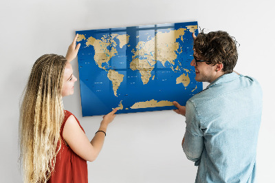 Tablica do rysowania magnetyczna Mapa świata z miejscami do zaznaczenia