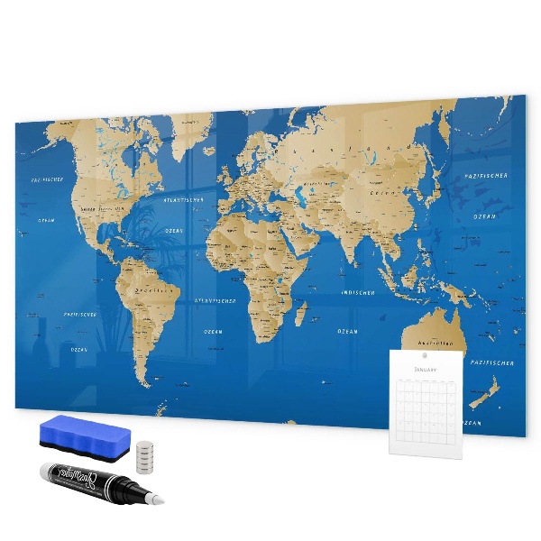 Tablica do rysowania magnetyczna Mapa świata z miejscami do zaznaczenia