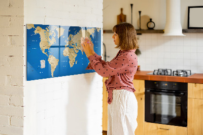 Tablica do rysowania magnetyczna Mapa świata z miejscami do zaznaczenia