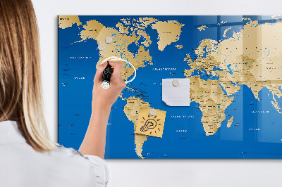 Tablica do rysowania magnetyczna Mapa świata z miejscami do zaznaczenia