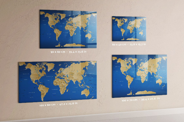 Tablica do rysowania magnetyczna Mapa świata z miejscami do zaznaczenia