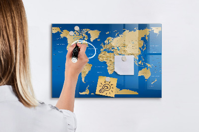 Tablica do rysowania magnetyczna Mapa świata z miejscami do zaznaczenia