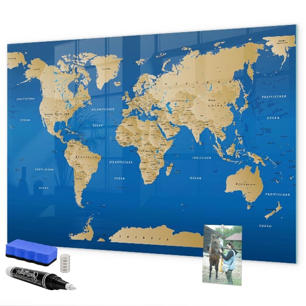Tablica do rysowania magnetyczna Mapa świata z miejscami do zaznaczenia