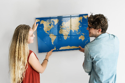 Tablica do rysowania magnetyczna Mapa świata z miejscami do zaznaczenia