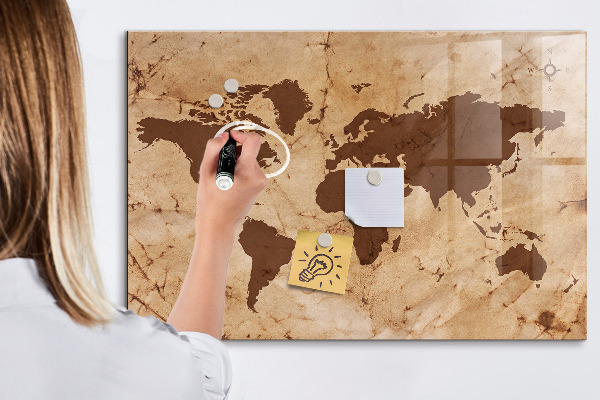 Tablica magnetyczna z pisakiem Mapa świata do notowania wspomnień