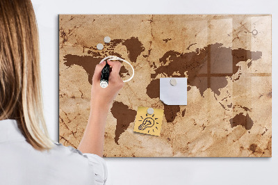 Tablica magnetyczna z pisakiem Mapa świata do notowania wspomnień