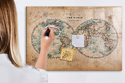 Magnetyczna tablica do rysowania Mapa świata z miejscem na zdjęcia