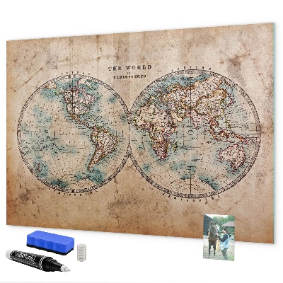 Magnetyczna tablica do rysowania Mapa świata z miejscem na zdjęcia