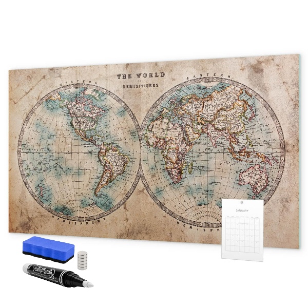 Magnetyczna tablica do rysowania Mapa świata z miejscem na zdjęcia