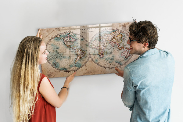 Magnetyczna tablica do rysowania Mapa świata z miejscem na zdjęcia