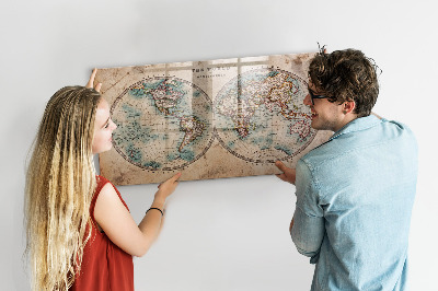 Magnetyczna tablica do rysowania Mapa świata z miejscem na zdjęcia