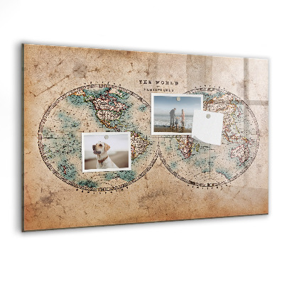 Magnetyczna tablica do rysowania Mapa świata z miejscem na zdjęcia
