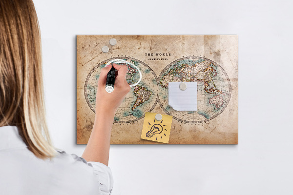 Magnetyczna tablica do rysowania Mapa świata z miejscem na zdjęcia