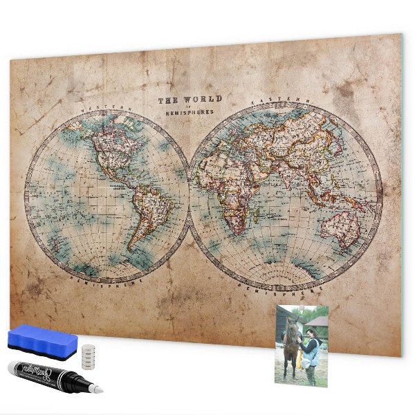 Magnetyczna tablica do rysowania Mapa świata z miejscem na zdjęcia