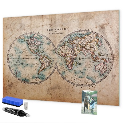 Magnetyczna tablica do rysowania Mapa świata z miejscem na zdjęcia
