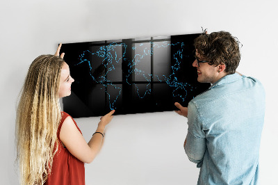 Tablica magnetyczna z pisakiem Mapa świata z miejscami na zdjęcia