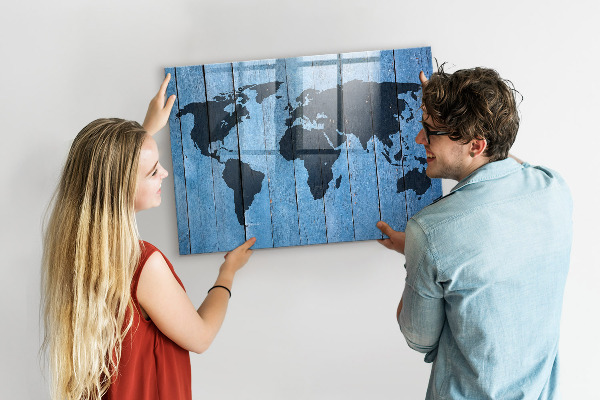 Tablica magnetyczna z pisakiem Mapa świata z miejscami do zdjęć