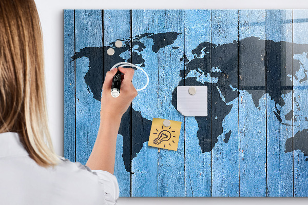 Tablica magnetyczna z pisakiem Mapa świata z miejscami do zdjęć