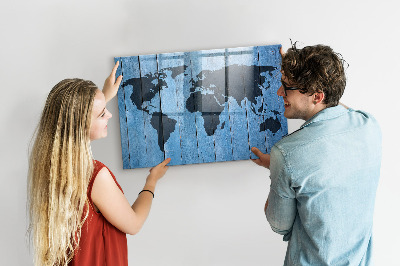 Tablica magnetyczna z pisakiem Mapa świata z miejscami do zdjęć