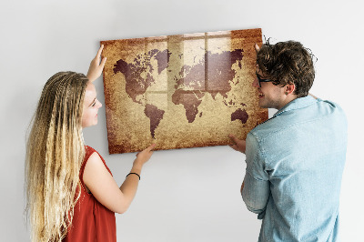Magnetyczna tablica do rysowania Mapa świata z miejscami na zdjęcia