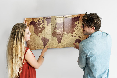 Magnetyczna tablica do rysowania Mapa świata z miejscami na zdjęcia