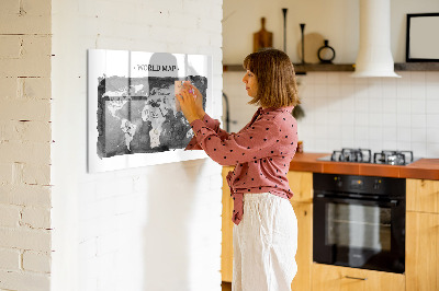 Magnetyczna tablica do rysowania Mapa świata z miejscami do zdjęć