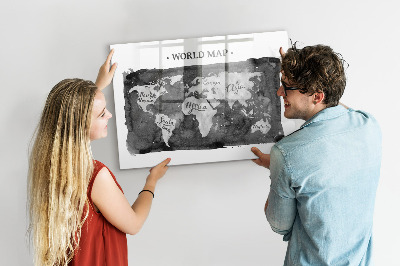 Magnetyczna tablica do rysowania Mapa świata z miejscami do zdjęć