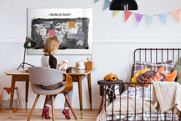 Magnetyczna tablica do rysowania Mapa świata z miejscami do zdjęć