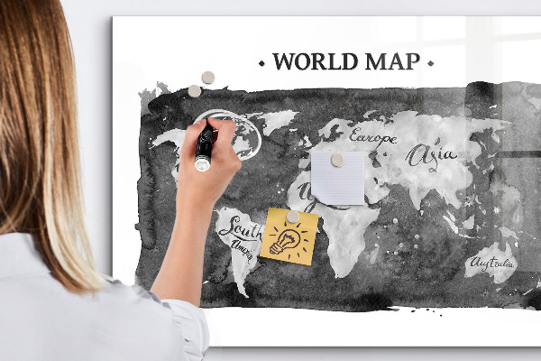 Magnetyczna tablica do rysowania Mapa świata z miejscami do zdjęć