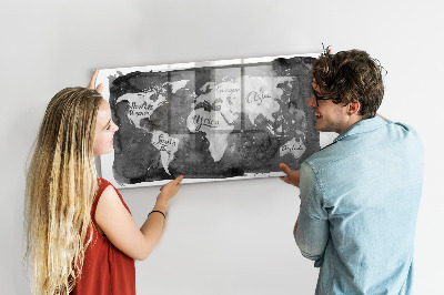 Magnetyczna tablica do rysowania Mapa świata z miejscami do zdjęć
