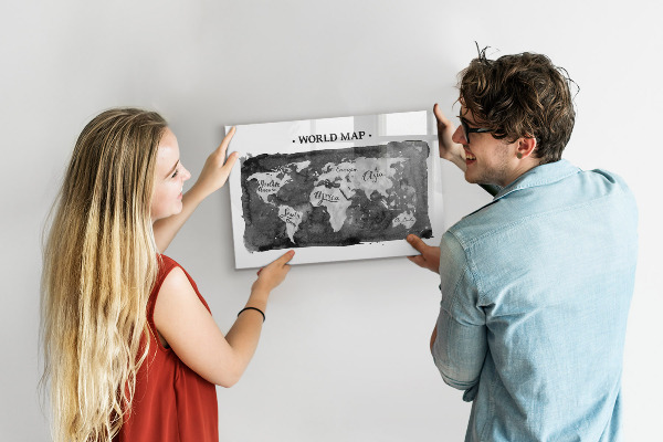Magnetyczna tablica do rysowania Mapa świata z miejscami do zdjęć