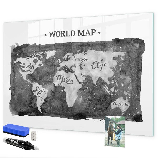 Magnetyczna tablica do rysowania Mapa świata z miejscami do zdjęć